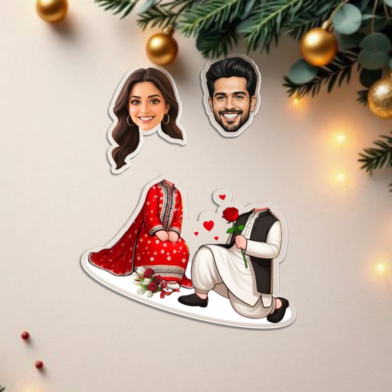 Personalized Couple Bobblehead Caricature Gift for Husband, Wife, Girlfriend, Boyfriend & Friends Solar Powered Moving Head Couple Gift for Birthday (Wedding Purpose Gift)